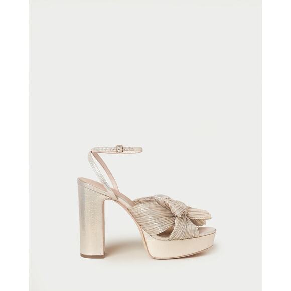 Loeffler Randall Natalia Pleated Platform Sandals Platinum - 7